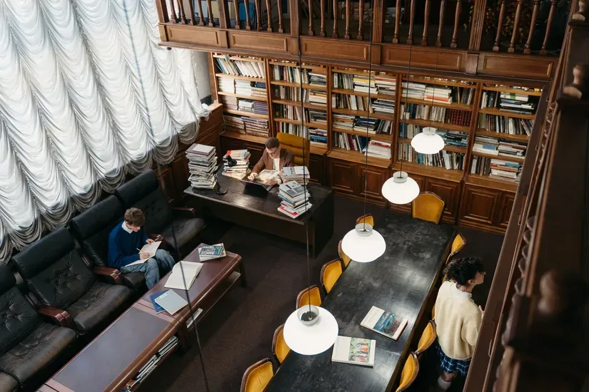 Arts and Humanities stream students reading and studying in a library after 10th