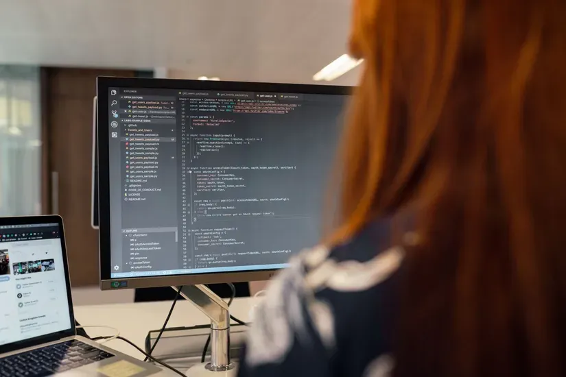 Woman learning coding skills for a high-paying tech career